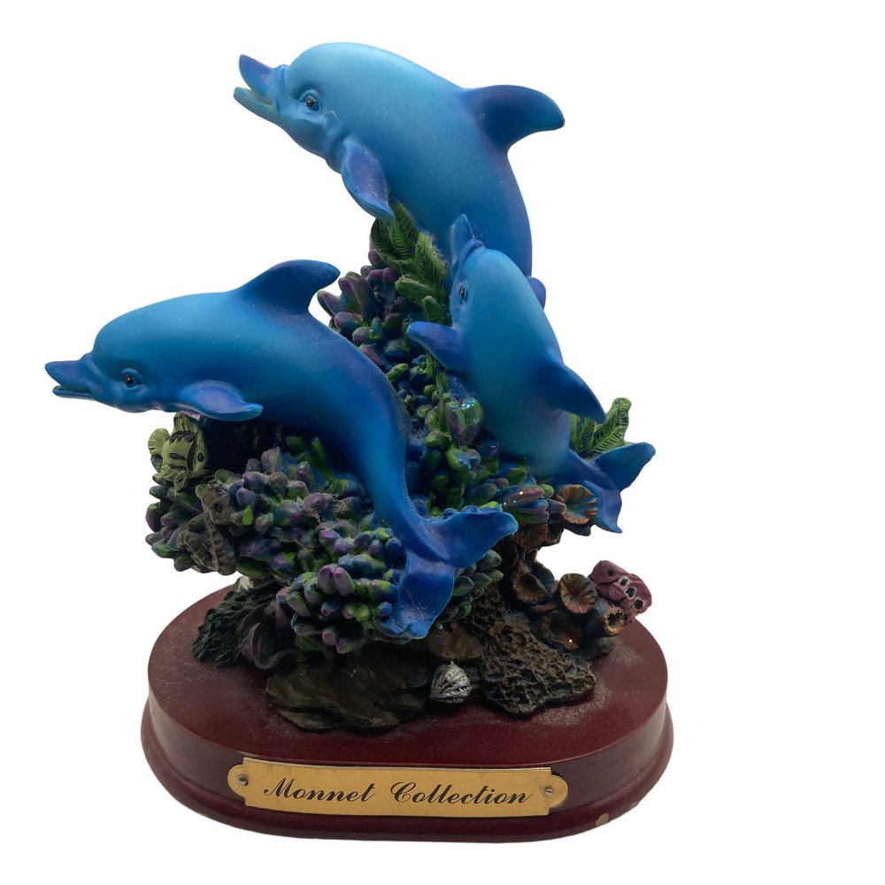 Vintage Monnet Collection Dolphin Figurine Blue 5x4